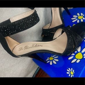 Black heels with rhinestones